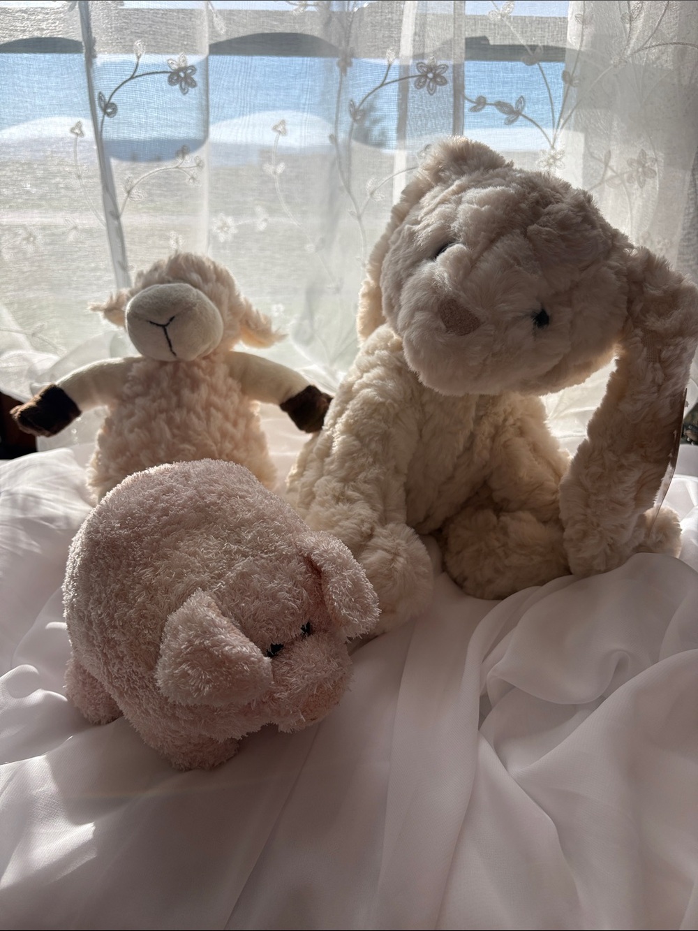 Plush Pink Lamb & Cream Bunny Soft Toy Set - Gentle Hug Stuffed Animals